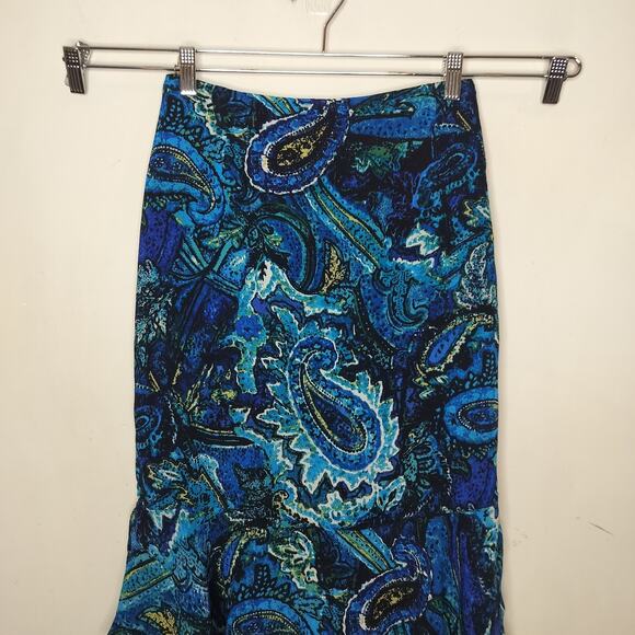 Chico's Design Paisley Skirt Flounce Hem Midi Rayon - Picture 2 of 10